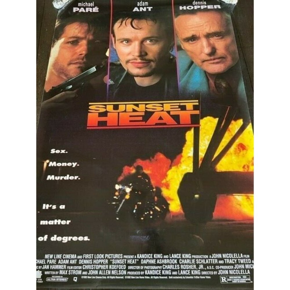 Movie Theater Cinema Poster Lobby Card 1992 vtg Sunset Heat Dennis Hopper Pare